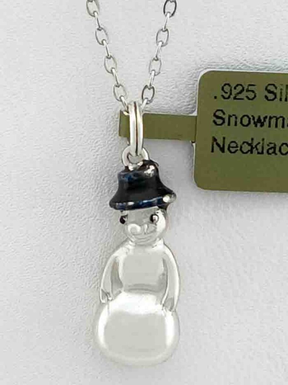 SOLID Snowman Pendant Necklace .925 Sterling Silver